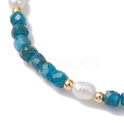 Natural Apatite & Cultured Freshwater Pearl Beads Stretch Bracelets for Women BJEW-JB12734-02-1