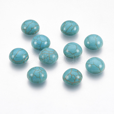 Synthetic Turquoise Flat Back Dome Cabochons X-TURQ-S266-8mm-01-1