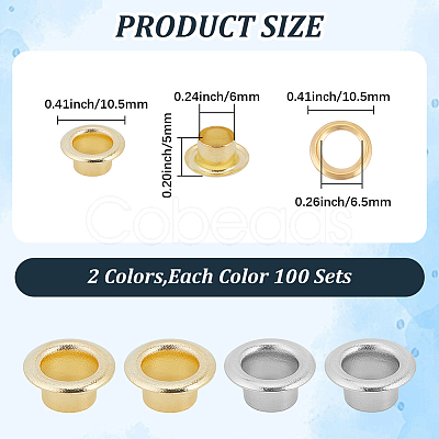 200Pcs 2 Colors Iron Grommet Eyelet Findings IFIN-GF0001-59B-1