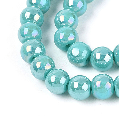 Electroplate Opaque Glass Beads Strands GLAA-T032-P6mm-AB24-1