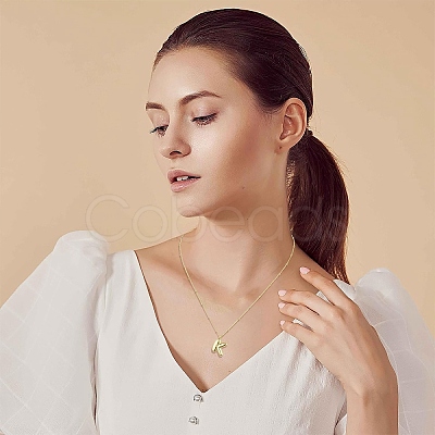 1Pc Initial Letter Brass Pendant Necklaces NJEW-YW0001-24V-1