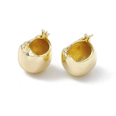 Brass Round Dome Hoop Earrings for Women EJEW-P215-02G-1