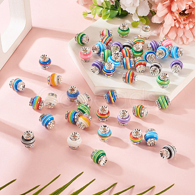 60Pcs Brass Resin Beads KK-TA0002-96-1