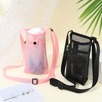 2Pcs 2 Colors Polyester Plastic Water Bottle Mesh Pouches AJEW-CN0004-37C-1
