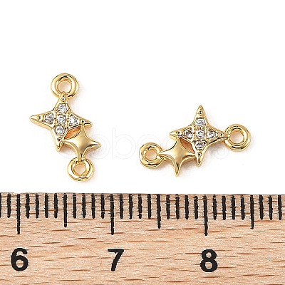SHEGRACE Brass Micro Pave Clear Cubic Zirconia Double Star Links Connector Charms XGRQ2O832-454G-1