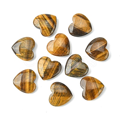 Natural Tiger Eye Heart Palm Stone G-YW0001-53-1