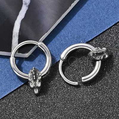 Dinosaur Head 316 Surgical Stainless Steel Hoop Earrings EJEW-G416-23AS-1