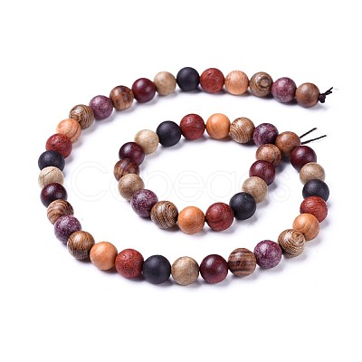 Natural Wood Beads Strands WOOD-F008-07-D-1