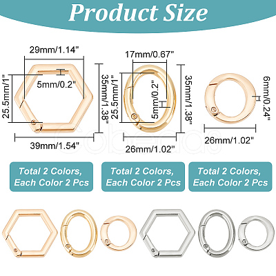 12Pcs 6 Styles Alloy Spring Gate Rings FIND-WR0008-96-1