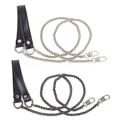 2Pcs 2 Colors Alloy Byzantine Chain & PU Leather Bag Strap FIND-WR0001-49-1
