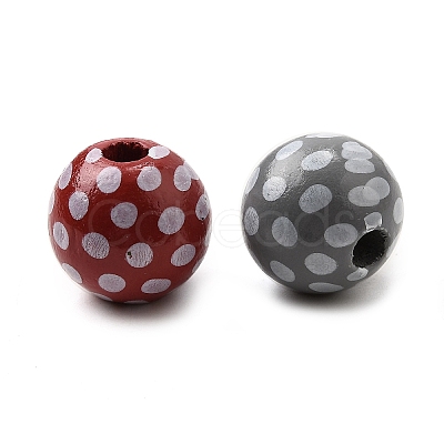 Printed Schima Wood Beads WOOD-L022-04B-01-1