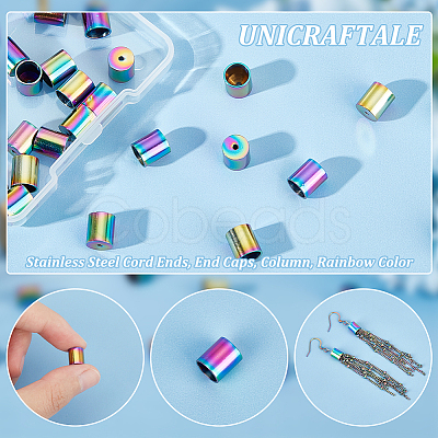 Unicraftale 30PCS Ion Plating(IP) 304 Stainless Steel Cord Ends STAS-UN0049-15-1