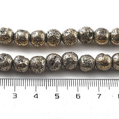 Electroplated Natural Lava Rock Beads Strands G-A251-E01-01F-1