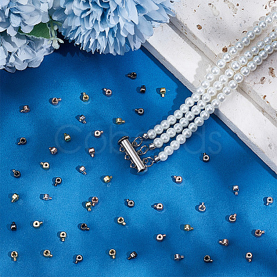 60Pcs 4 Colors Brass Crimp Beads KK-PH0014-91-1