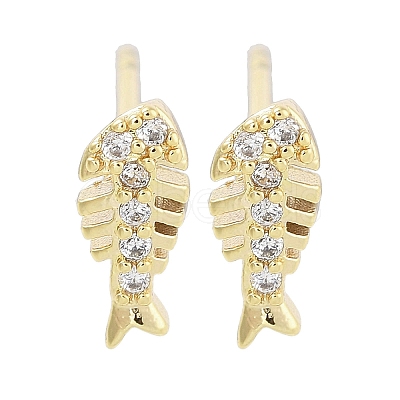 Brass Pave Clear Cubic Zirconia Stud Earring EJEW-S217-G05-1