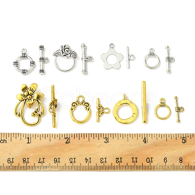 8 Styles Tibetan Style Alloy Toggle Clasps FIND-FS0002-43-1