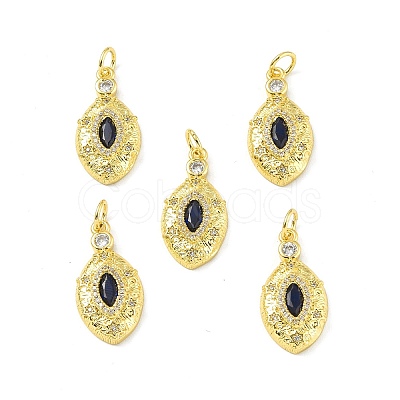 Brass Micro Pave Clear Cubic Zirconia Pendants KK-E068-VF330-1