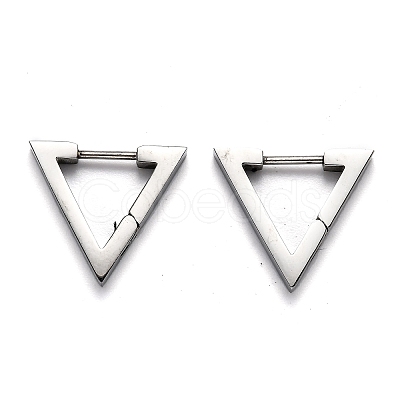 Tarnish Resistant 304 Stainless Steel Triangle Huggie Hoop Earrings STAS-J033-02B-P-1
