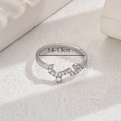 Shiny Brass LOVE Ring with Cubic Zirconia for Women Casual Holiday OT5986-4-1