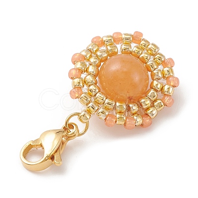Glass Seed Beads & Gemstone Pendant Decoration HJEW-MZ00034-1