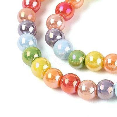 Electroplate Glass Beads Strands X-EGLA-N019-6mm-03-1