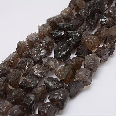 Raw Rough Natural Smoky Quartz Beads Strands G-E343-07-1