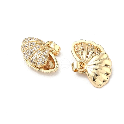 Brass Micro Pave Clear Cubic Zirconia Pendants KK-G557-30G-1