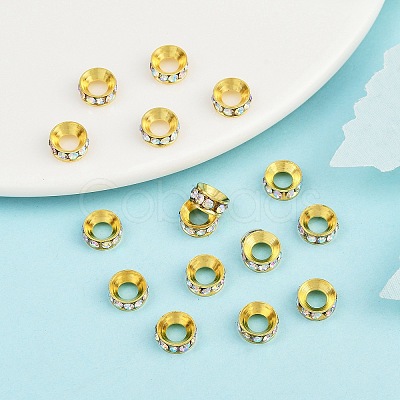 Brass Rhinestone Spacer Beads RB-A020-7mm-28G-1