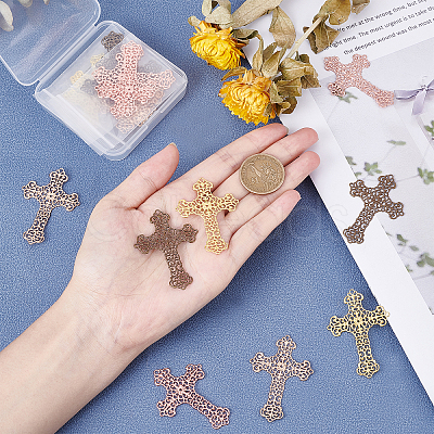 30Pcs 5 Colors Brass Filigree Joiners Links KK-PH0003-36-1