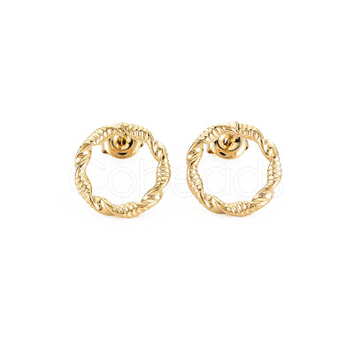 Ion Plating(IP) 304 Stainless Steel Hollow Ring Stud Earrings for Woman EJEW-N097-003LG-1
