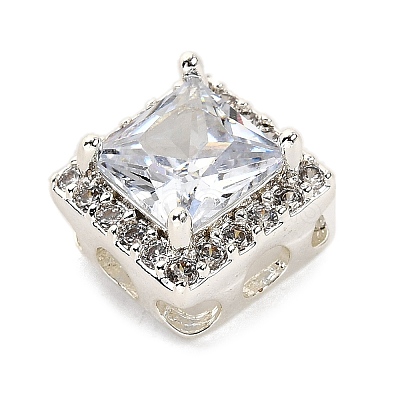 Brass Micro Pave Cubic Zirconia Beads KK-D408-11S-06A-1