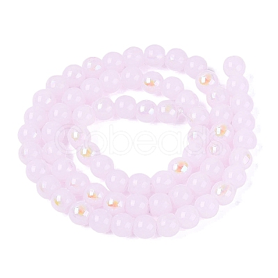 Electroplate Imitation Jade Glass Beads Strands EGLA-Q132-6MM-01B-03-1
