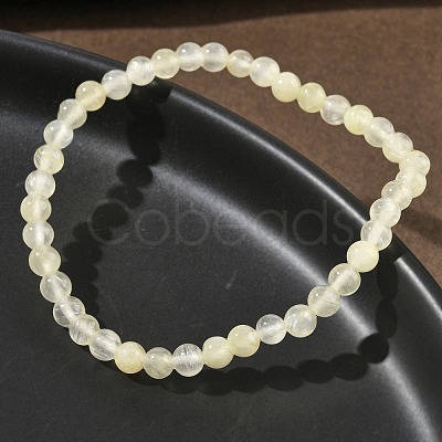 Natural Golden Silk Jade Round Beaded Stretch Bracelets for Women BJEW-F535-01A-1