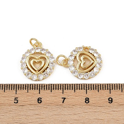 Brass Micro Pave Clear Cubic Zirconia Pendants ZIRC-I367-14G-07-1