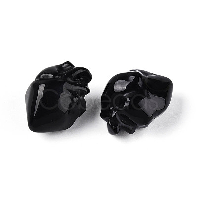 Natural Obsidian Heart Beads G-T144-04D-1