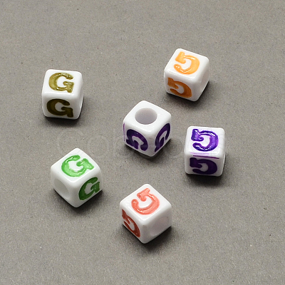 Large Hole Colorful Acrylic Letter European Beads SACR-Q104-02G-1