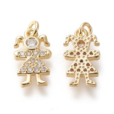 Brass Micro Pave Cubic Zirconia Charms KK-M209-09G-1
