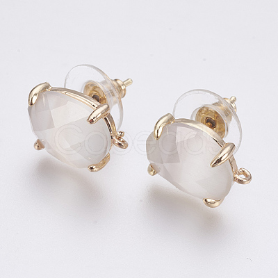 Faceted Glass Stud Earring Findings GLAA-F084-A07-1