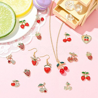 28Pcs 14 Styles Zinc Alloy Rhinestone Fruit Pendants FIND-CJ0004-95-1