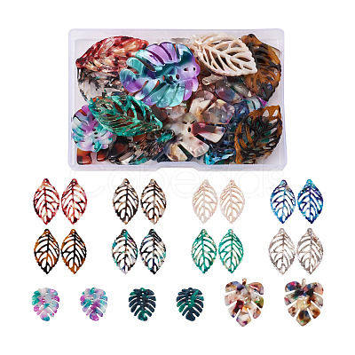 22Pcs 11 Style Cellulose Acetate(Resin) Pendants KY-BT0001-04-1