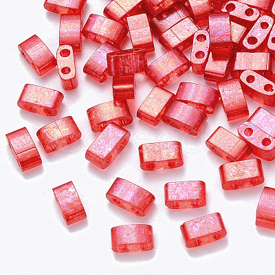 2-Hole Baking Painted Transparent Glass Seed Beads SEED-S031-M-254-1