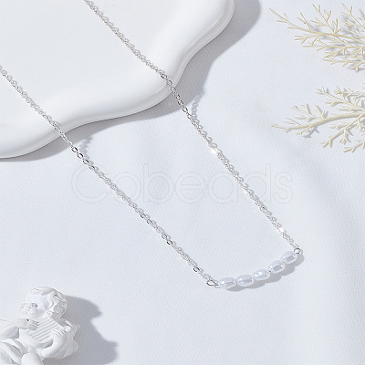 1Pc Zinc Alloy & ABS Plastic Imitation Pearl Round Pendant Necklaces NJEW-LP0009-40S-1