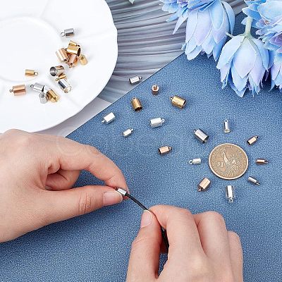 32Pcs 16 Style Ion Plating(IP) 304 Stainless Steel Cord Ends STAS-UN0027-89-1