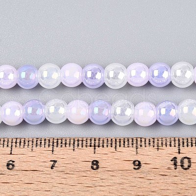 Electroplate Glass Beads Strands X-EGLA-N019-6mm-01-1