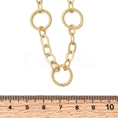 Brass Textured Cable Chain with Rind Link Necklaces NJEW-L013-07G-1