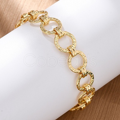 Brass Ring Chain Link Bracelets for Women Men LS-BJEW-K273-16G-1