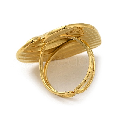 Ion Plating(IP) 304 Stainless Steel Heart Open Cuff Ring for Women RJEW-C083-02G-1