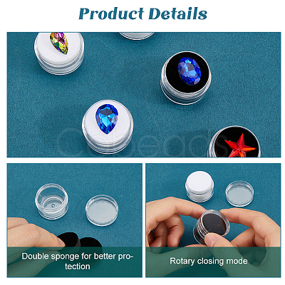 10Pcs 2 Colors Round Jewelry Clear Plastic Loose Diamond Storage Box CON-GF0001-15A-1