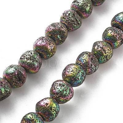 Electroplated Natural Lava Rock Beads Strands G-A251-D01-01H-1