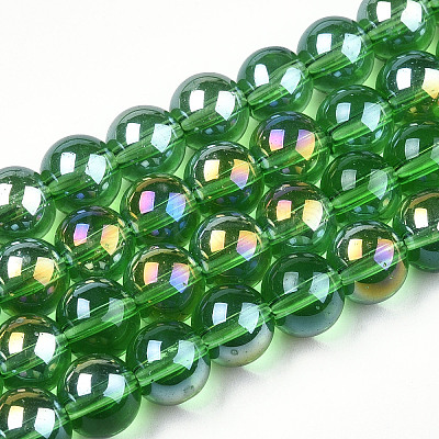 Electroplate Transparent Glass Beads Strands GLAA-T032-T8mm-AB07-1